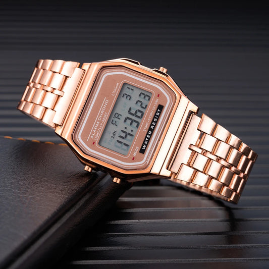 Luxury Sports Bracelet Watch with Gold Finish Waterproof Quartz Wristwatch for Men & Women