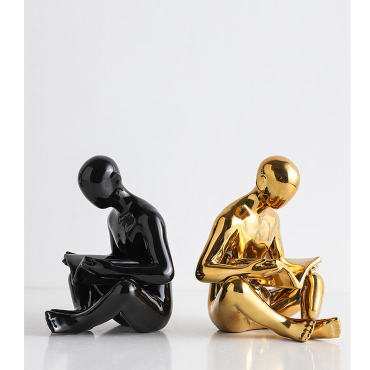 Nordic Creative Ceramics Character Bookend Crafts Ornament Home Decor