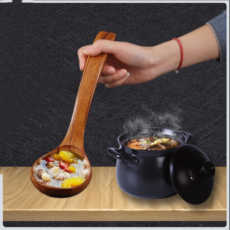 BalleenShiny Wooden Soup Spoon Curved Handle Kitchen Accessory Eco-friendly