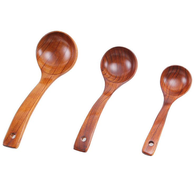 BalleenShiny Wooden Soup Spoon Curved Handle Kitchen Accessory Eco-friendly