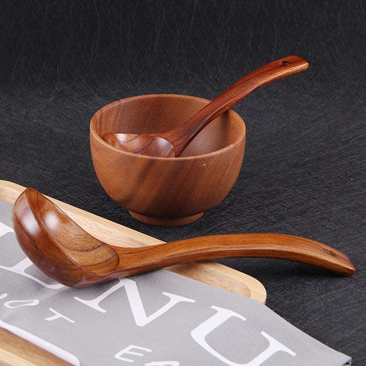 BalleenShiny Wooden Soup Spoon Curved Handle Kitchen Accessory Eco-friendly