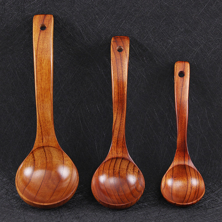 BalleenShiny Wooden Soup Spoon Curved Handle Kitchen Accessory Eco-friendly