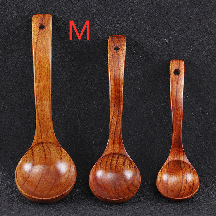 BalleenShiny Wooden Soup Spoon Curved Handle Kitchen Accessory Eco-friendly