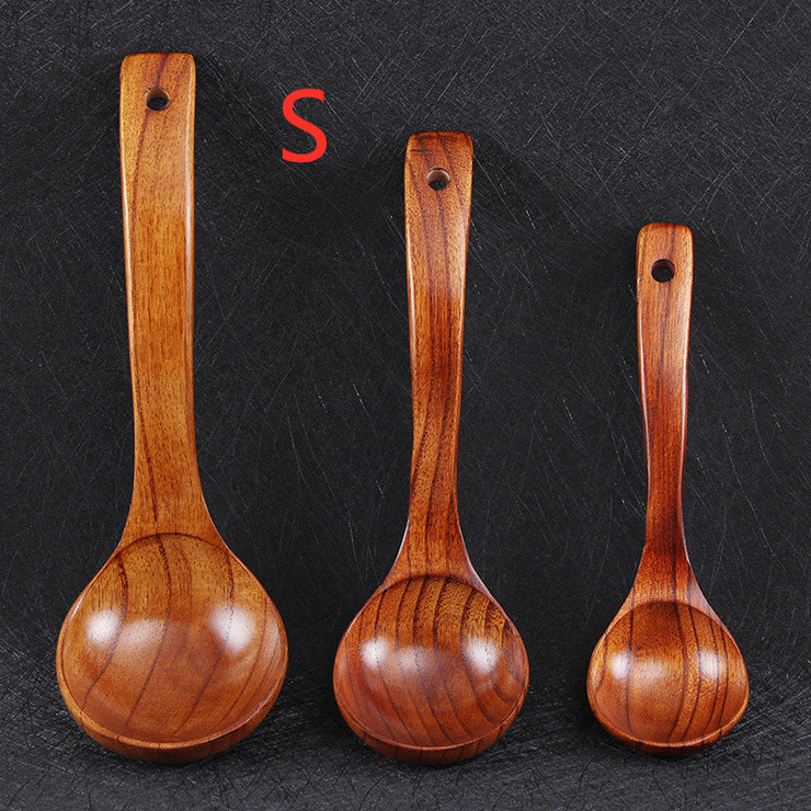 BalleenShiny Wooden Soup Spoon Curved Handle Kitchen Accessory Eco-friendly