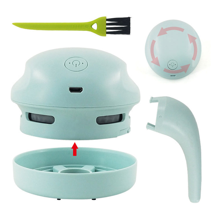 Desktop Vacuum Cleaner with Brush Nozzle Mini USB Rechargeable Dust Crumbs Suction Cleaner
