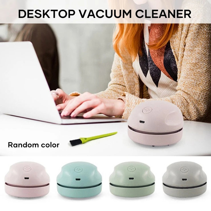 Desktop Vacuum Cleaner with Brush Nozzle Mini USB Rechargeable Dust Crumbs Suction Cleaner