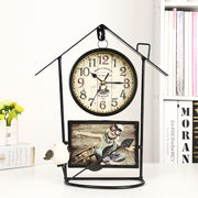 Cross-Border Retro Wrought Iron Birdcage Wall Clock Decoration Clock