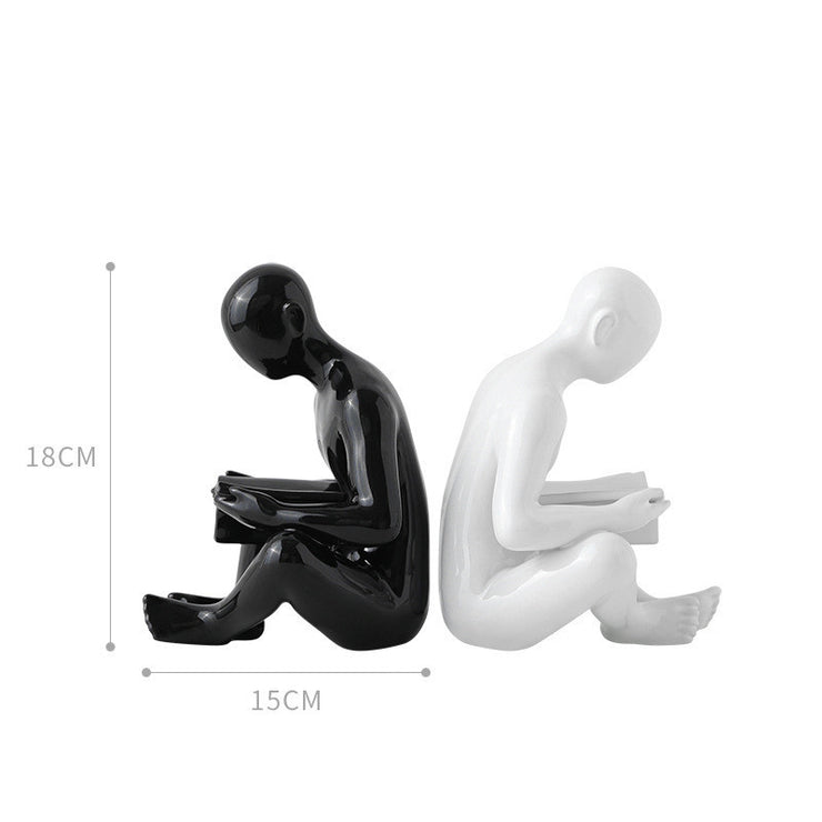 Nordic Creative Ceramics Character Bookend Crafts Ornament Home Decor