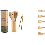Bamboo Spatula Set with Square Holder Eco-Friendly