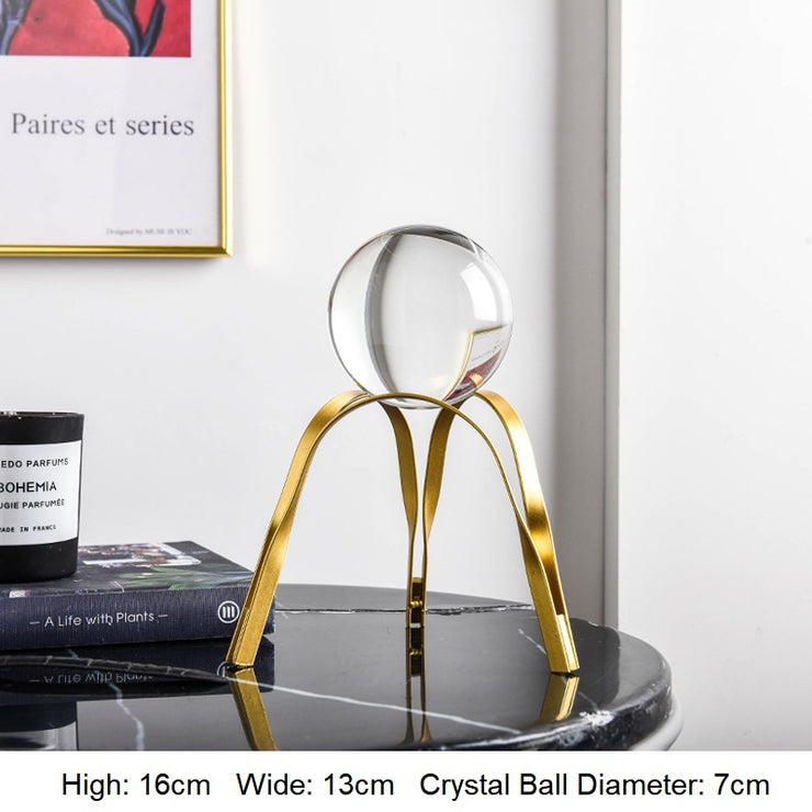 Golden Luxury Modern Metal Crystal Ball Crafts Ornament Living Room