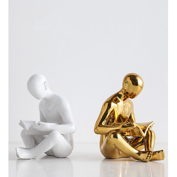 Nordic Creative Ceramics Character Bookend Crafts Ornament Home Decor