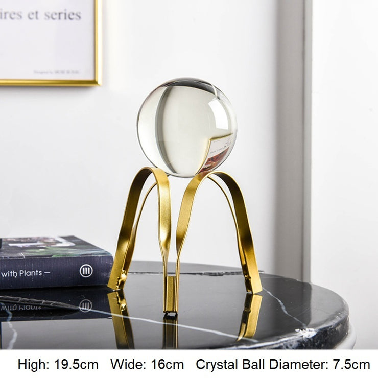 Golden Luxury Modern Metal Crystal Ball Crafts Ornament Living Room