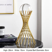 Golden Luxury Modern Metal Crystal Ball Crafts Ornament Living Room