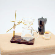 Dollhouse Mini Hand Punch Coffee Shelf Glass Pot Miniature Living Room