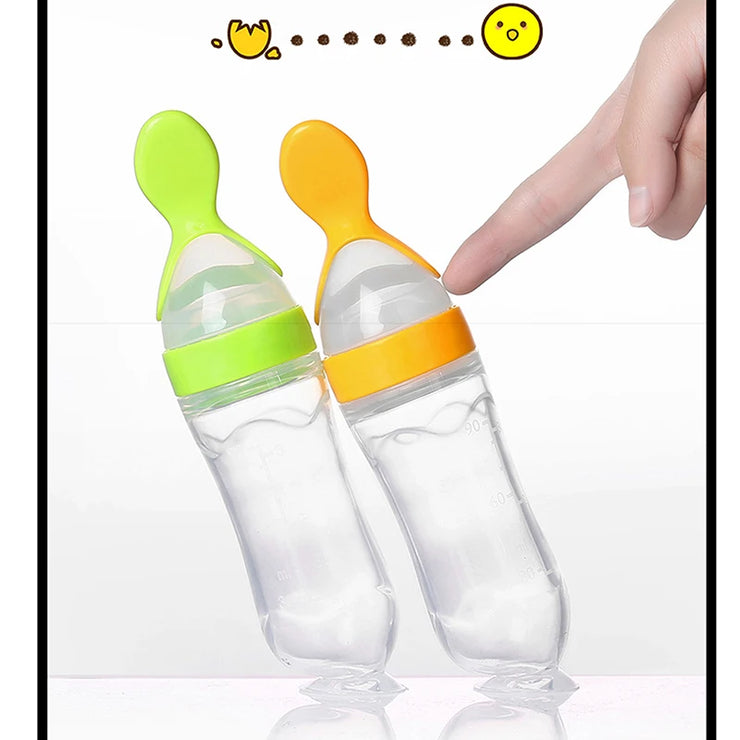 Squeezing Feeding Bottle Silicone Newborn Baby Training Rice Cereal