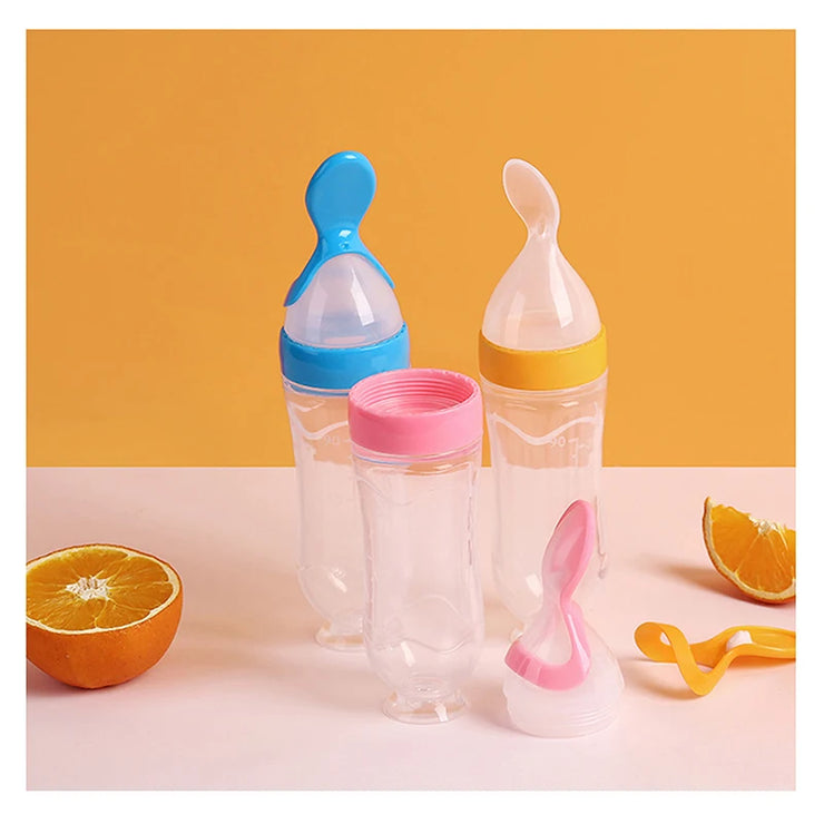 Squeezing Feeding Bottle Silicone Newborn Baby Training Rice Cereal