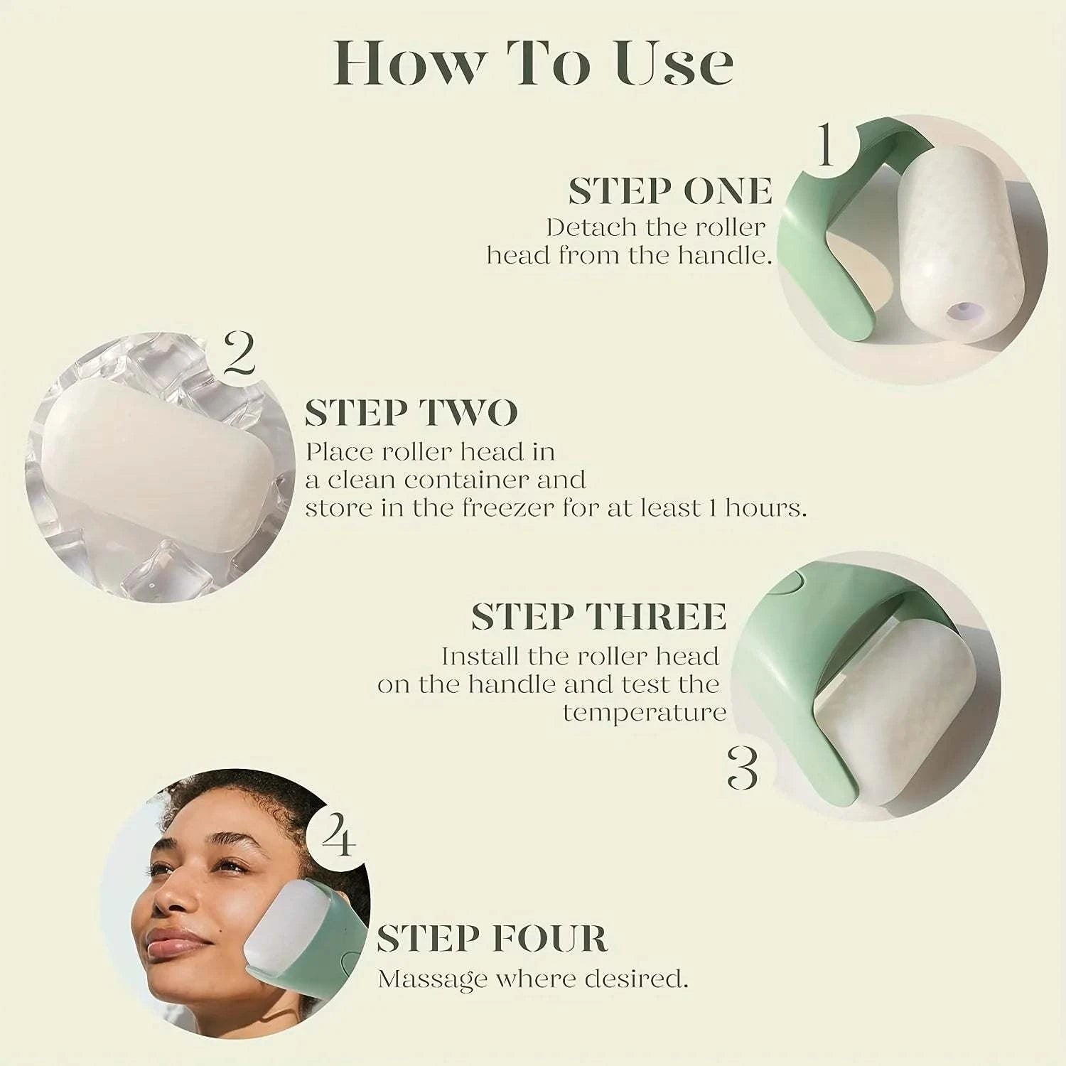 Large Ice Roller Facial Massager Cooling Beauty Tool for Face Eye & At-Home Spa Skincare