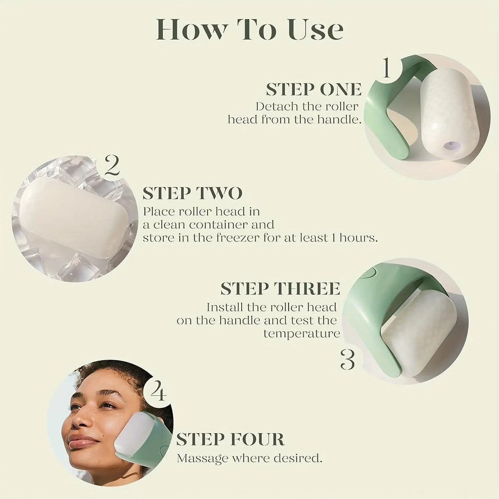 Large Ice Roller Facial Massager Cooling Beauty Tool for Face Eye & At-Home Spa Skincare