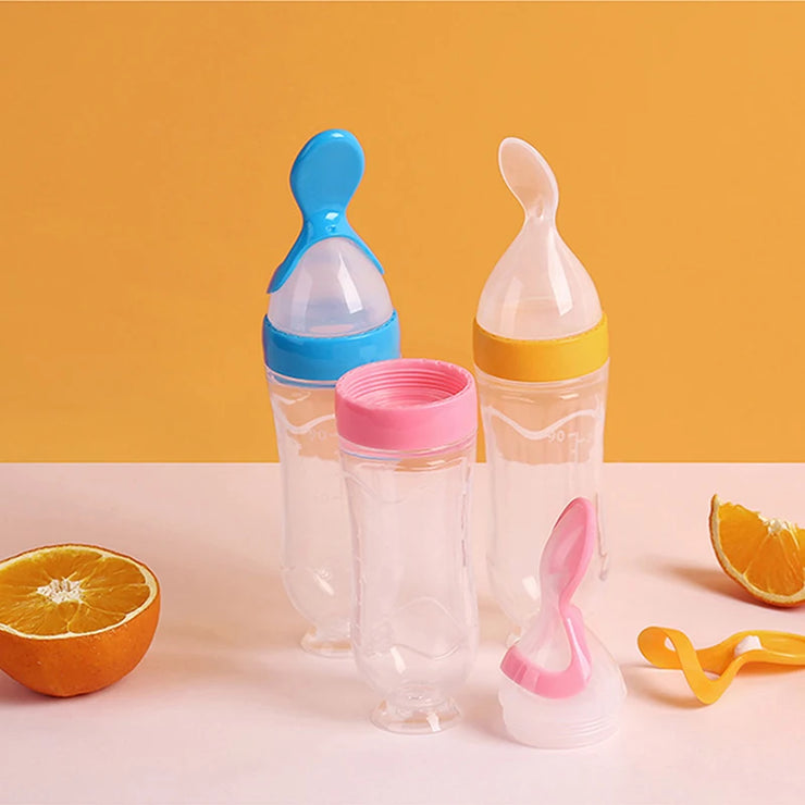 Squeezing Feeding Bottle Silicone Newborn Baby Training Rice Cereal
