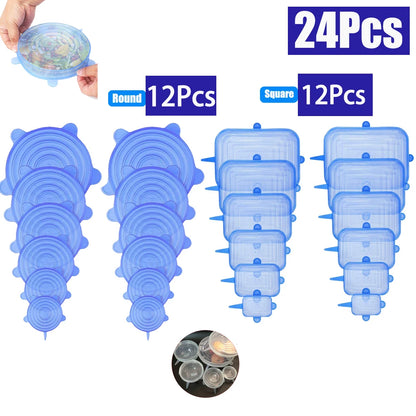 PHOLEX 6/12/36PCS Silicone Stretch Lids – Reusable Food Covers