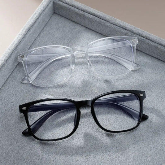 Pholex Vintage Eyeglasses – 2 Pack (Black & Clear)