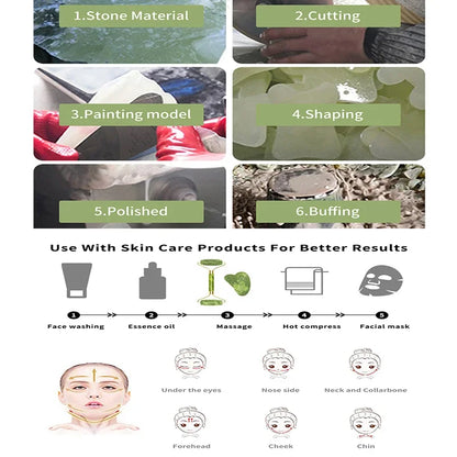 Gua Sha Massage Tool Set Natural Stone Face Jade Roller for SPA & Body
