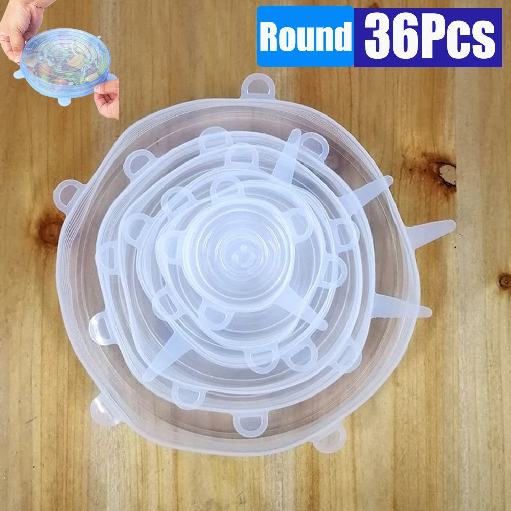 PHOLEX 6/12/36PCS Silicone Stretch Lids – Reusable Food Covers