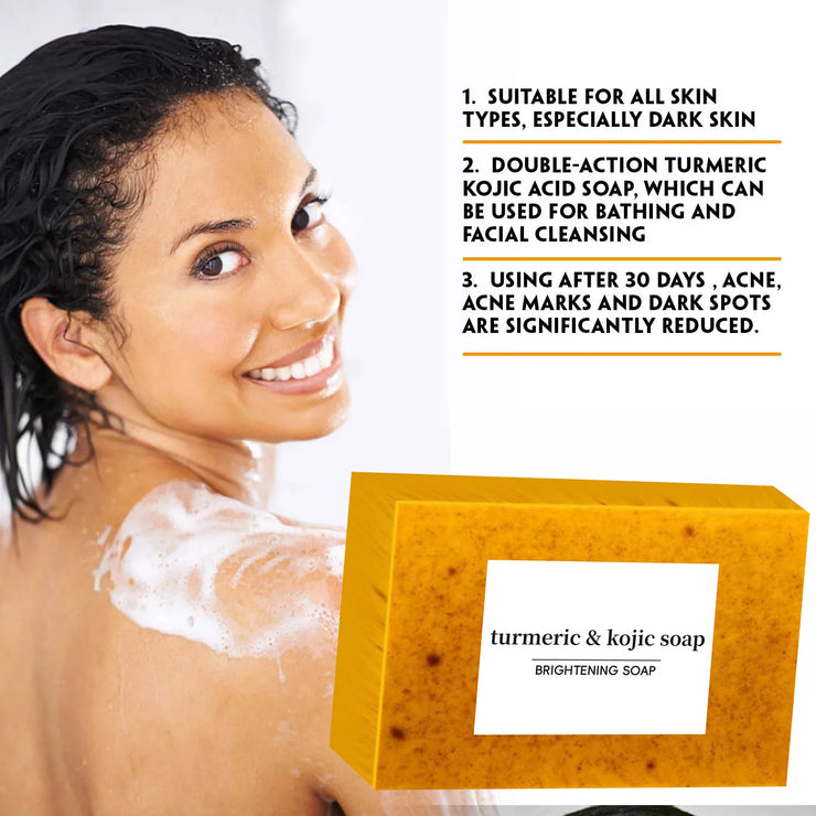 Turmeric Kojic Acid Glow Soap Dark Spot Acne Removal Even Skin Tone