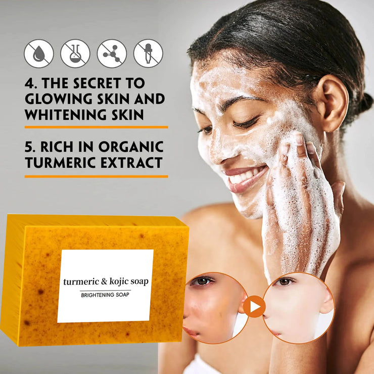Turmeric Kojic Acid Glow Soap Dark Spot Acne Removal Even Skin Tone
