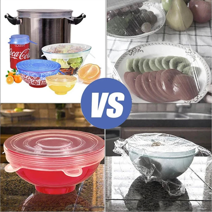 PCS Food Silicone Cover Stretch Lids Reusable Airtight Food Cap