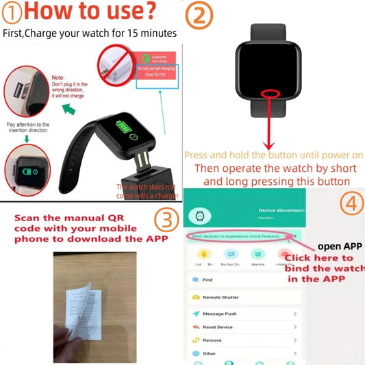 Smart Fitness Watch with Color Display Heart Rate Monitor Step Counter & Sleep Tracking Smartwatch