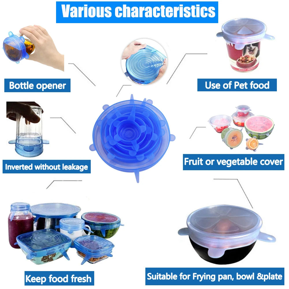 PHOLEX 6/12/36PCS Silicone Stretch Lids – Reusable Food Covers