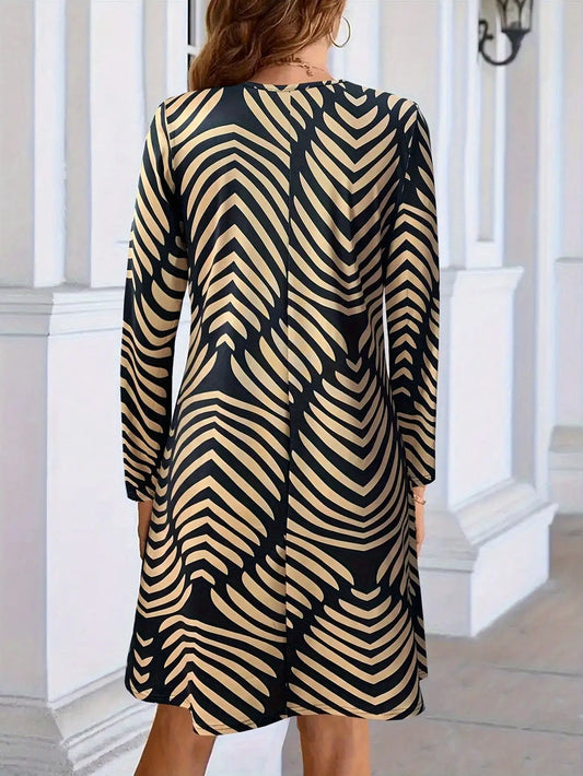 Women Casual Midi Dress Long Sleeve