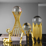 Golden Luxury Modern Metal Crystal Ball Crafts Ornament Living Room